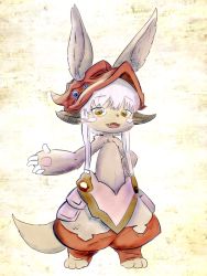 Rule 34 | artist request, brown eyes, furry, highres, made in abyss, nanachi (made in abyss), open mouth, white hair