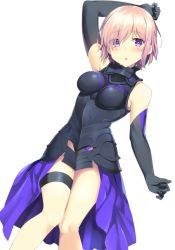 Rule 34 | 1girl, bad id, bad pixiv id, blush, elbow gloves, fate/grand order, fate (series), gloves, hair over one eye, looking at viewer, mash kyrielight, omochi no kimochi, parted lips, pink hair, purple eyes, short hair, solo