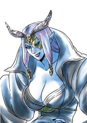 Rule 34 | 1girl, 3komori, breasts, cleavage, fake horns, fire emblem, fire emblem echoes: shadows of valentia, horned headwear, horns, large breasts, lips, lowres, mask, nintendo, nuibaba, pointy ears, tagme