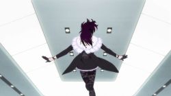 Rule 34 | 10s, 1girl, animated, animated gif, boots, capelet, jumping, kirisaki hana, lowres, nisekoi, patterned legwear, purple hair, solo
