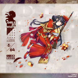 Rule 34 | 1girl, artist request, black hair, blush, bolt action, character name, china dress, chinese clothes, closed eyes, closed mouth, copyright name, dress, earrings, floor, flower, girls&#039; frontline, gun, hair flower, hair ornament, highres, holding, holding weapon, jewelry, long hair, lying, official alternate costume, official art, on floor, on side, petals, red dress, red footwear, rifle, socks, solo, type 81 carbine (girls&#039; frontline), type 81 carbine (peony companion) (girls&#039; frontline), weapon