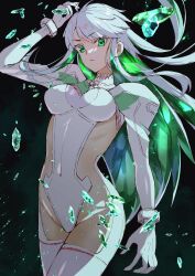 Rule 34 | 1girl, blue hair, colored inner hair, crystal, crystal hair, duplicate, fate/grand order, fate (series), green eyes, green hair, highres, kukulkan (fate), kukulkan (second ascension) (fate), light blue hair, looking at viewer, multicolored hair, one heart1201, sideless outfit, upper body