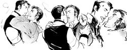 Rule 34 | 2boys, clothes, detroit: become human, drooling, facial hair, gavin reed, highres, imminent kiss, kiss, male focus, multiple boys, rk900, saliva, sequential, shirt, size difference, tongue, vest, yaoi