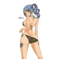 Rule 34 | 1girl, armpits, arms at sides, ass, back, back-tie bikini, barefoot, bikini, black bikini, blue hair, breasts, brown eyes, butt crack, cleavage, closed mouth, colorized, curvy, dimples of venus, eyelashes, fairy tail, female focus, fingernails, from behind, green bikini, highres, huge ass, juvia lockser, large breasts, leg tattoo, legs, long hair, looking at viewer, looking back, mashima hiro, midriff, neck, ponytail, serious, sexually suggestive, shiny skin, shoulder blades, side-tie bikini bottom, sideboob, sidelocks, spread legs, standing, swimsuit, tattoo, thighs, transparent background, underboob, untying, wavy hair