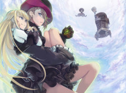 Rule 34 | 5girls, ange (princess principal), beatrice (princess principal), black dress, black hat, blonde hair, blue eyes, braid, breasts, car, carrying, cavorite ball, cloud, day, dorothy (princess principal), dress, glowing, goggles, goggles on head, hand on headwear, hat, hitosashiyubi, holding, holding hands, long hair, medium breasts, motor vehicle, multiple girls, parted lips, princess (princess principal), princess carry, princess principal, puffy pants, school uniform, shirt, sky, spread legs, top hat, toudou chise, very long hair, white shirt