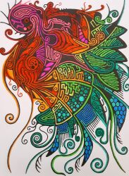 Rule 34 | abstract, ballpoint pen (medium), bird, original, tentacles, tenteyu, traditional media, white background, wings