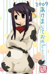 Rule 34 | 00s, 1boy, 2009, akeome, bad id, bad pixiv id, black hair, cow, happy new year, male focus, mepian2008, new year, solo, tales of (series), tales of vesperia, yuri lowell