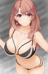 Rule 34 | 1girl, bra, breasts, brown eyes, brown hair, cleavage, collarbone, commentary request, hinata masaki, large breasts, leaning forward, long hair, looking at viewer, mature female, navel, oshi no ko, panties, saitou miyako, smile, solo, stomach, thigh gap, underwear, underwear only