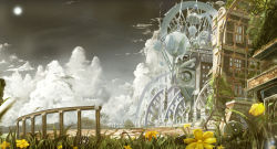Rule 34 | cityscape, cloud, contrail, flower, highres, moka. tapioka, no humans, original, scenery, science fiction, sky