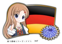 Rule 34 | 1girl, blonde hair, blue eyes, cornflower, flag, flower, german flag, germany, long hair, murakami senami