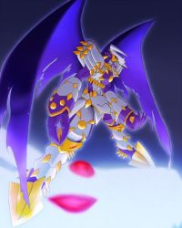 Rule 34 | armor, claws, digimon, dynasmon, full armor, horns, monster, no humans, red eyes, royal knights, solo, teeth, wings