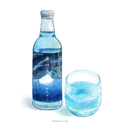 Rule 34 | 39no39, bottle, cup, drink, label, no humans, original, shadow, simple background, still life, translation request, twitter username, white background