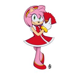 Rule 34 | amy rose, chinese clothes, furry, furry female, hand fan, highres, innotsu, smile, sonic (series)
