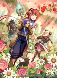 Rule 34 | 2girls, black bow, black gloves, blonde hair, bow, brown gloves, cat, closed mouth, company name, copyright name, dress, elise (fire emblem), closed eyes, fire emblem, fire emblem cipher, fire emblem fates, flower, gloves, hair bow, hairband, holding, holding staff, horse, instrument, konfuzikokon, long hair, multicolored hair, multiple girls, nintendo, official art, open mouth, petals, pink eyes, pink hair, purple hair, sakura (fire emblem), short hair, smile, staff, twintails, violin, white hairband