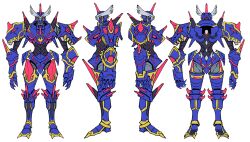 Rule 34 | armor, digimon, digimon (creature), full armor, helmet, highres, horns, oridigi, ragnalordmon, solo, wings, x-antibody