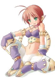 Rule 34 | 1girl, animal ears, antenna hair, bottomless, breath of fire, breath of fire ii, cat ears, cat tail, feet, fur, gloves, green eyes, kourourin, no pussy, red hair, rinpoo chuan, short hair, solo, tail