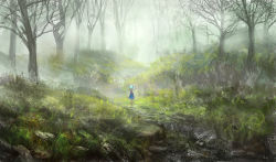 Rule 34 | 1girl, cirno, forest, highres, lm7 (op-center), nature, scenery, solo, standing, touhou
