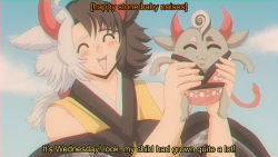 Rule 34 | 1990s (style), 1girl, :d, ^ ^, animal ears, animal print, bare shoulders, black hair, closed eyes, commentary request, cow ears, cow girl, cow horns, cow print, crop top, english text, grey hair, haori, happy, holding, horns, japanese clothes, multicolored hair, open mouth, red horns, retro artstyle, smile, split-color hair, step arts, tank top, touhou, two-tone hair, ushizaki urumi, yellow tank top