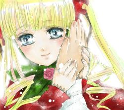 Rule 34 | 00s, blonde hair, blue eyes, hand on another&#039;s cheek, hand on another&#039;s face, rozen maiden, shinku