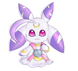 Rule 34 | absurdres, crescent moon, digimon, highres, lunamon, moon, pink eyes, rabbit, simple background, white background