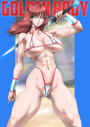 Rule 34 | 1girl, breasts, golden axe, huge breasts, long hair, muscular, muscular female, solo, sword, tyris flare, weapon, yuri ai
