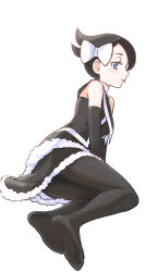 Rule 34 | 1girl, absurdres, bare shoulders, black gloves, black pantyhose, black shirt, black skirt, blue eyes, blush, bow, closed mouth, commentary request, creatures (company), elbow gloves, eyelashes, feet, full body, game freak, gloves, hair bow, highres, marley (pokemon), nintendo, pantyhose, pokemon, pokemon dppt, shirt, skirt, solo, tongue, tongue out, u4 99384295, white background, white bow