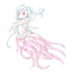 Rule 34 | blue hair, frfr, monster girl, octopus, red eyes, scylla, tentacles