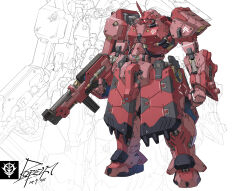 2024 absurdres assault_rifle cable char&#039;s_counterattack dated emblem fusion geara_doga gun gundam highres machine_gun machinery mecha mecha_focus mobile_suit mobile_suit_gundam neo_zeon no_humans one-eyed original pope_(user_vuza2542) radio_antenna redesign rifle robot roundel science_fiction shield shoulder_spikes signature sketch spikes weapon zaku zaku_ii zaku_ii_s_char_custom zeon