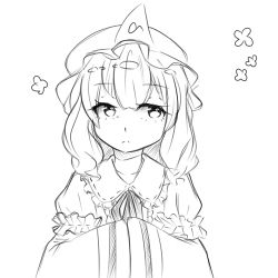 Rule 34 | 1girl, animated, animated gif, blush, dress, greyscale, hands in opposite sleeves, hat, heart, heart hands, highres, japanese clothes, kimono, lips, long sleeves, looking at viewer, mmoe chan, mob cap, monochrome, own hands together, saigyouji yuyuko, sash, short hair, simple background, sketch, sleeves past wrists, solo, touhou, triangular headpiece, upper body, white background, wide sleeves