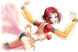 Rule 34 | 1girl, alpha transparency, arabian clothes, arms up, artist request, ass, back, bangle, barefoot, blue eyes, bracelet, breasts, butt crack, code geass, code geass: lost stories, cropped legs, dancing, earrings, female focus, from behind, game cg, gem, green gemstone, green panties, grin, hair intakes, happy, head tilt, hoop earrings, jewelry, kouzuki kallen, large breasts, leg up, long sleeves, looking at viewer, looking back, non-web source, official art, orange sleeves, panties, puffy long sleeves, puffy sleeves, raglan sleeves, red hair, revealing clothes, see-through, see-through sleeves, short hair, shrug (clothing), sidelocks, simple background, smile, solo, standing, standing on one leg, teeth, thigh strap, thighs, transparent background, underwear