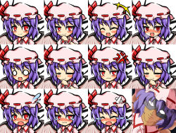 Rule 34 | 1girl, ^ ^, angry, bad id, bad pixiv id, bat wings, blush, char aznable, closed eyes, expressions, closed eyes, faceset, fang, female focus, gundam, hat, kisaragi zwei, mask, mobile suit gundam, o o, open mouth, parody, purple hair, red eyes, remilia scarlet, short hair, smile, sweatdrop, touhou, wings