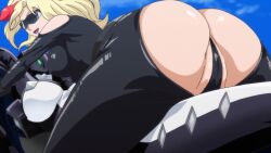 Rule 34 | 10s, 1girl, animated, ass, ass cutout, ass focus, back, blonde hair, breasts, cameltoe, cleft of venus, clothing cutout, crotch, from behind, glasses, hasami rein, highres, kaneko hiraku, lady j, large breasts, leotard, lipstick, long hair, makeup, medium hair, motor vehicle, motorcycle, multicolored hair, partially visible vulva, purple lips, red hair, smile, solo, sound, streaked hair, sunglasses, tagme, thong, thong leotard, valkyrie drive, valkyrie drive -mermaid-, video