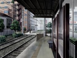 Rule 34 | dark, no humans, railroad tracks, rain, scenery, tactile paving, tokyo (city), toshima (tokyo), train station