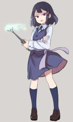 Rule 34 | 10s, 1girl, avery (little witch academia), blue hair, dress, kanariabe, little witch academia, solo, uniform