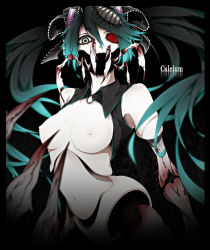 Rule 34 | 1girl, bad id, bad pixiv id, black hair, bow, breasts, calne ca (deino), crustacean, hair bow, hatsune miku, heterochromia, highres, isopod, joints, large breasts, long hair, looking at viewer, mandibles, nato-kun, nipples, open clothes, orio (oriririri), red eyes, robot joints, solo, twintails, very long hair, vocaloid