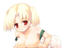 Rule 34 | blonde hair, blush, breasts, character request, cleavage, fantasy earth, fantasy earth zero, huge breasts, kagura mizuki, red eyes, smile, tagme