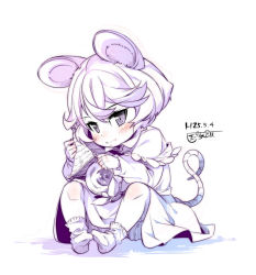 Rule 34 | 1girl, animal ears, bishamonten&#039;s pagoda, blush, child, female focus, hugging object, kokka han, long sleeves, looking at viewer, mouse ears, mouse tail, nazrin, short hair, simple background, sitting, sketch, socks, solo, tail, touhou, white background