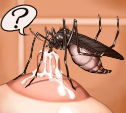 Rule 34 | 1girl, ?, breast sucking, breasts, bug, close-up, covered erect nipples, indoors, insect, lactation, lowres, milk, mosquito, nipple penetration, nipples, original, puffy nipples, tiles, what
