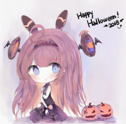 Rule 34 | 1girl, 2018, :p, ahoge, bad id, bad pixiv id, bare arms, bare shoulders, big head, black thighhighs, black vest, black wings, blue eyes, blush, bow, candy, chibi, closed mouth, commentary, cottontailtokki, food, hair between eyes, halloween, happy halloween, highres, holding, holding candy, holding food, holding lollipop, jack-o&#039;-lantern, lishenna omen of destruction, lollipop, long hair, purple bow, purple footwear, purple skirt, red hair, shadowverse, shirt, shoes, skirt, sleeveless, sleeveless shirt, smile, solo, swirl lollipop, thighhighs, tongue, tongue out, very long hair, vest, white shirt, wings