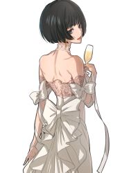 Rule 34 | 1girl, bare shoulders, black hair, blue eyes, dress, guilty gear, guilty gear strive, hitsuji kusa, i-no, looking at viewer, mole, mole above mouth, red lips, short hair, white dress