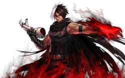 Rule 34 | 1boy, artist request, bare shoulders, black fire, black hair, burning, cloak, dark skin, facial scar, fire, fire, male focus, metal gloves, multicolored hair, muscular, muscular male, nameless (kof), official art, pyrokinesis, red eyes, red fire, scar, scar across eye, scar on cheek, scar on face, solo, the king of fighters, the king of fighters 2002, the king of fighters all-stars, two-tone hair, white hair