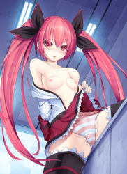 Rule 34 | 10s, 1girl, :o, antenna hair, bad anatomy, bare shoulders, belt, blazer, blush, bow, breasts, breasts apart, breasts out, cameltoe, ceiling, ceiling light, clothed masturbation, clothes lift, colored eyelashes, crotch rub, date a live, dobunezumi, female masturbation, from below, groin, hair between eyes, hair bow, highres, indoors, itsuka kotori, jacket, lace, lifting own clothes, lights, long hair, looking at viewer, masturbation, miniskirt, nipples, no bra, nose blush, off shoulder, open clothes, open jacket, open mouth, open shirt, panties, partially visible vulva, petticoat, pink eyes, pink hair, pink panties, pleated skirt, pussy juice, raised eyebrows, red eyes, red hair, school uniform, shirt, skirt, skirt lift, small breasts, small nipples, solo, spread legs, straddling, striped clothes, striped panties, table humping, thighhighs, tiles, twintails, underwear, very long hair, wet, wet clothes, wet panties, white panties, white shirt