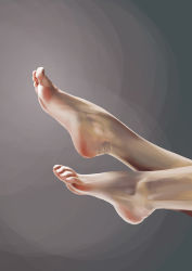 Rule 34 | 1other, androgynous, barefoot, close-up, feet, grey background, original, simple background, soles, solo, toes