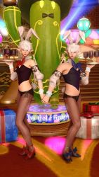 Rule 34 | 1boy, 1girl, 3d, alisaie leveilleur, alphinaud leveilleur, artist request, bow, bowtie, brother and sister, crossdressing, drink, elezen, elf, gift, high heels, highres, holding hands, jewelry, leotard, lipstick, looking at viewer, makeup, male playboy bunny, playboy bunny, pointy ears, ponytail, rabbit ears, rabbit tail, short hair, siblings, tight clothes, twins, white hair
