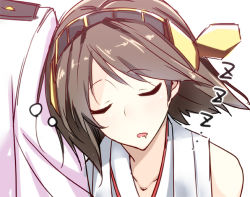 Rule 34 | 10s, 1girl, admiral (kancolle), bad id, bad pixiv id, brown hair, drooling, closed eyes, hairband, hajime (kin&#039;you club), hiei (kancolle), kantai collection, leaning on person, military, military uniform, naval uniform, personification, short hair, sleeping, solo focus, uniform