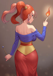 Rule 34 | 1girl, absurdres, ass, breasts, curvy, dragon quest, dragon quest viii, earrings, highres, jessica albert, jewelry, large breasts, long hair, long skirt, looking back, nelnel76121122, skirt, solo, twintails