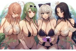 Rule 34 | 4girls, :d, :o, ahoge, anchor necklace, aviator sunglasses, azur lane, bare shoulders, bikini, black bikini, black choker, black hair, blue eyes, bow, breasts, brown hair, camera, choker, cleavage, closed eyes, closed mouth, clothing cutout, collarbone, commentary request, commission, cowboy shot, crown, eyewear on head, facial mark, flower, forehead mark, green hair, grey-framed eyewear, grey eyes, grey hair, group picture, hair between eyes, hair bow, hair flower, hair ornament, halterneck, heterochromia, highres, holding, holding camera, impero (azur lane), jewelry, large breasts, littorio (azur lane), littorio (the glory of naples) (azur lane), long hair, looking at viewer, looking down, maitei roppa, mini crown, multicolored hair, multiple girls, navel, necklace, official alternate costume, one-piece swimsuit, open mouth, parted lips, pixiv commission, purple bikini, purple bow, red eyes, red hair, roma (azur lane), sidelocks, sitting, sleeping, smile, stomach, streaked hair, sunglasses, swimsuit, underboob cutout, very long hair, vittorio veneto (azur lane), vittorio veneto (the flower of la spezia) (azur lane), white bikini, white one-piece swimsuit, yellow eyes