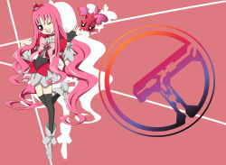 Rule 34 | 10s, 1girl, alternate color, alternate costume, alternate eye color, alternate hair color, bad id, bad pixiv id, black neckwear, black thighhighs, boots, creature, crossover, cure marine, dress, gloves, hair ornament, hair ribbon, heartcatch precure!, kamen rider, kamen rider den-o, kamen rider den-o (series), kurumi erika, long hair, looking at viewer, mascot, momotaros, open mouth, pink eyes, pink hair, precure, ribbon, skirt, solo, syu-ho2501, thighhighs