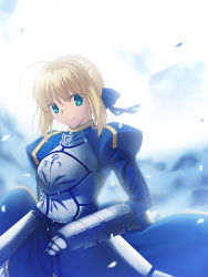 Rule 34 | 1girl, ahoge, armor, armored dress, artoria pendragon (fate), blonde hair, blue eyes, fate/stay night, fate (series), gauntlets, highres, saber (fate), skylader, smile, solo