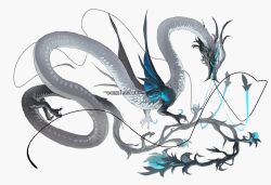 Rule 34 | animal focus, blue eyes, branch, claws, commission, dragon, eastern dragon, fangs, fins, from side, full body, highres, horns, monster, no humans, open mouth, original, profile, scales, sharp teeth, simple background, solo, tail, talons, teeth, whiskers, white background, xiaopizi32439